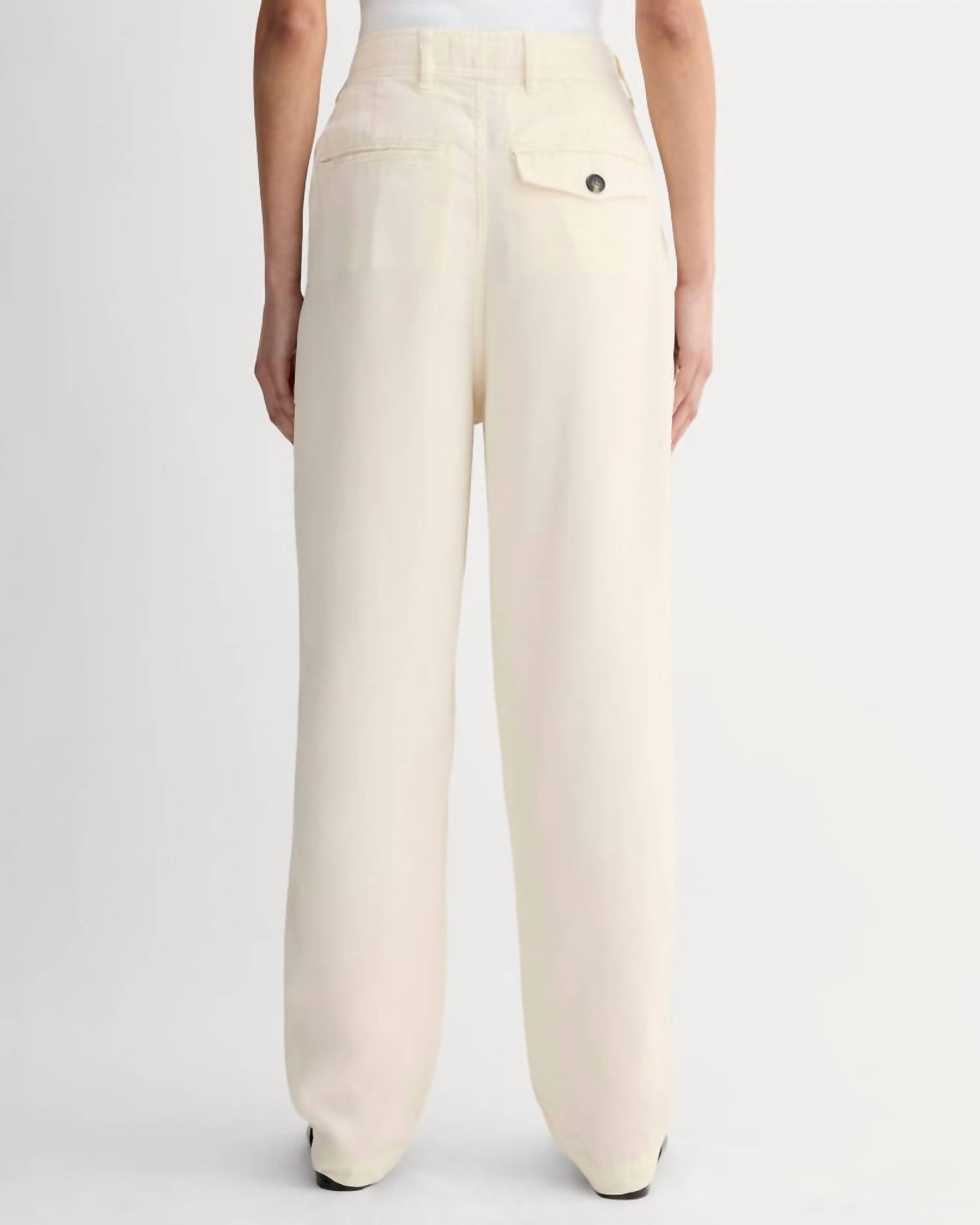 Everlane Women's Slouchy Curved Leg Buttersoft Chino Pants in bone - women's pants - detail view