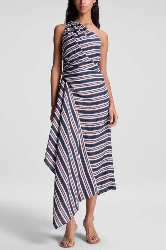 A.L.C. - Lyn One-shoulder Striped Linen Midi Dress