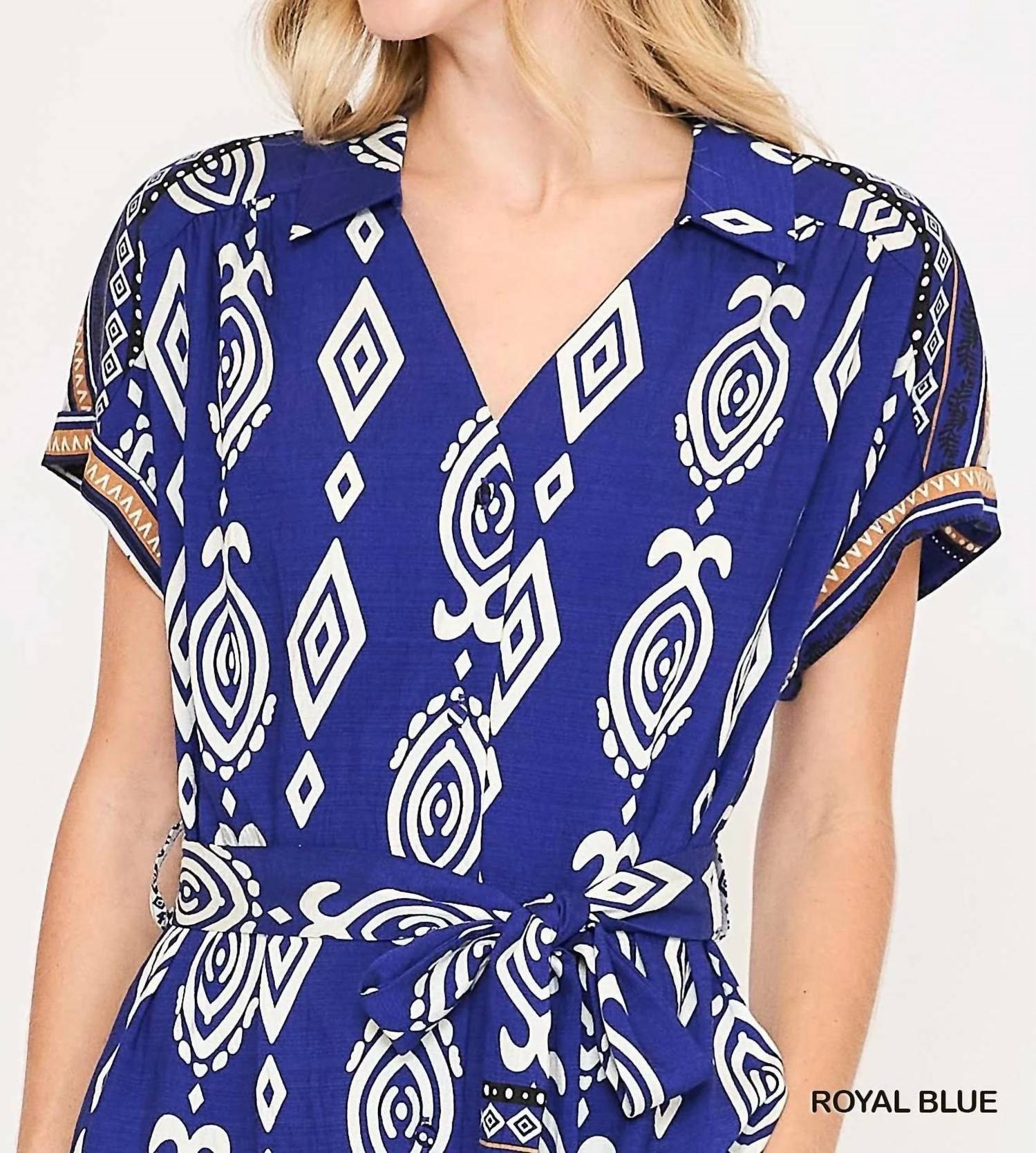 Umgee - Border Print Collared Midi Dress