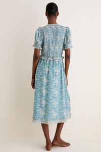 Sea - Kirsten Flower Print Short Sleeve Midi Dress