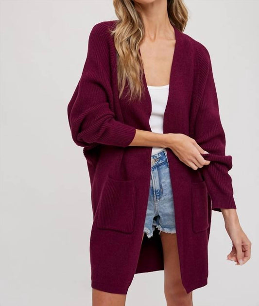 Bluivy - Open Front Batwing Sleeve Cardigan