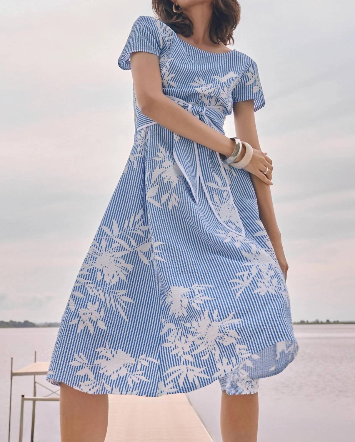 Joseph Ribkoff - Floral Stripe Fit And Flare Dress