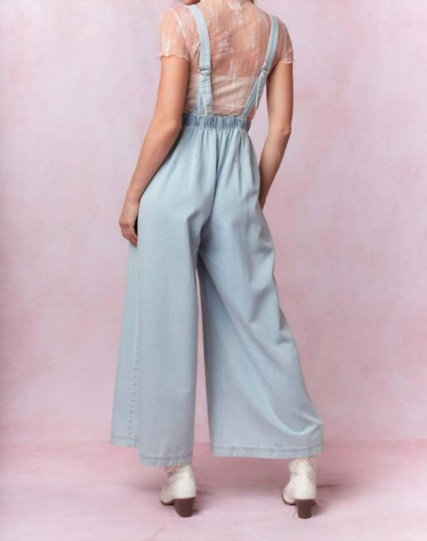 Peach Love - The Deja Sleepless Denim Bow Jumpsuit