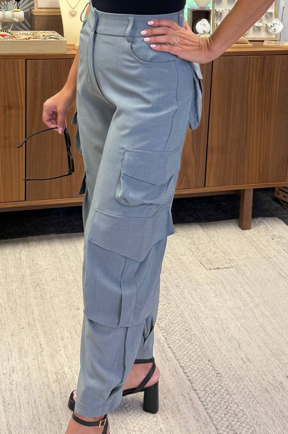 Art & Love USA Women's 4 Pocket Cargo Pants in grey - women's pants
