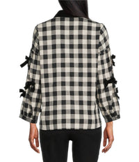 John Mark - Plaid Button Up Top With Velvet Collar