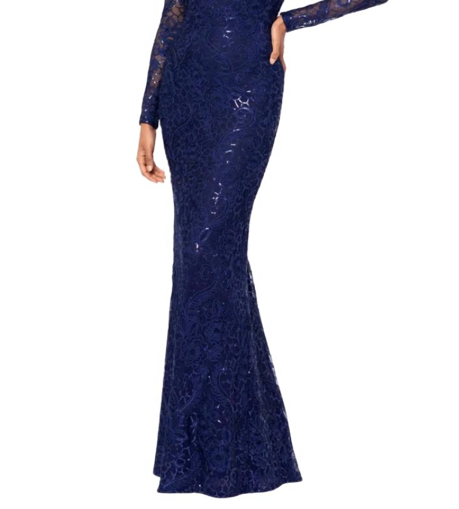 Betsy & Adam - Women's Cecelia Bateau Modern Fit Gown Dress