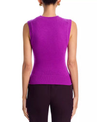 A.L.C. Ian Sleeveless Cashmere Top in fuchsia - women's blouse - detail view