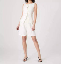 FRENCH CONNECTION Birdie Linen Bermuda Shorts in summer white - women's shorts - detail view