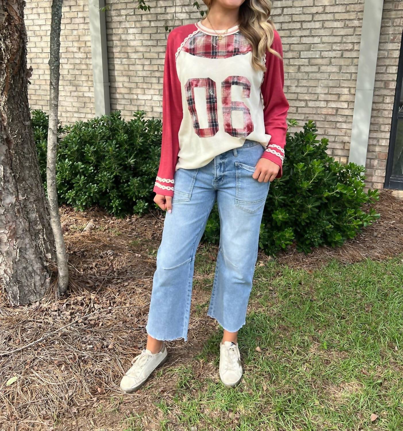 Pol - Varsity Waffle Knit Top