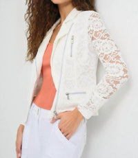 Anatomie Solita Lace Moto Jacket in white - women's jacket - detail view