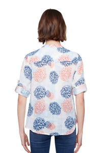 Charlie B - Printed Roll Up Sleeve Cotton Gauze Blouse