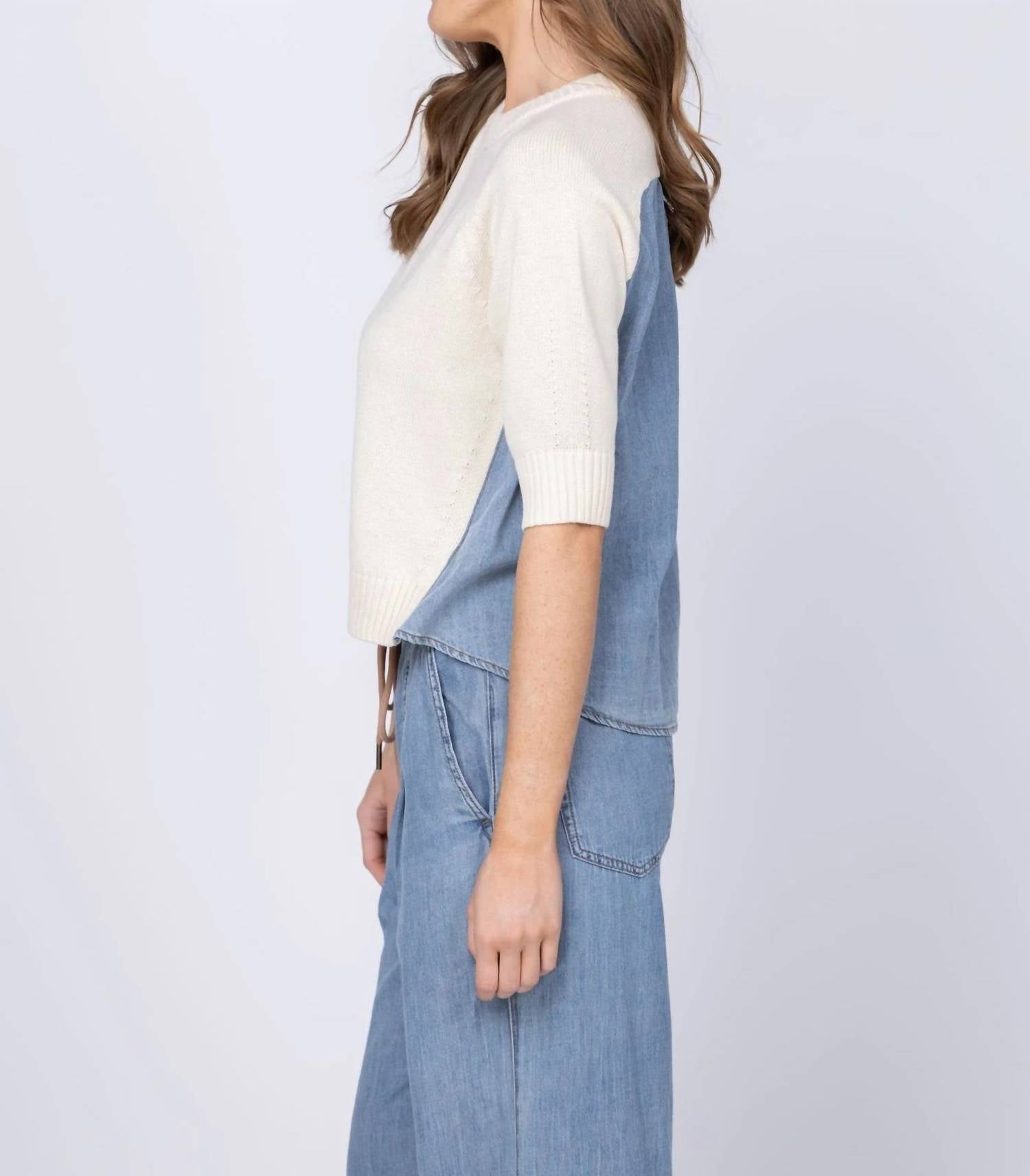 Lilla P - Denim Elbow Sleeve Sweater