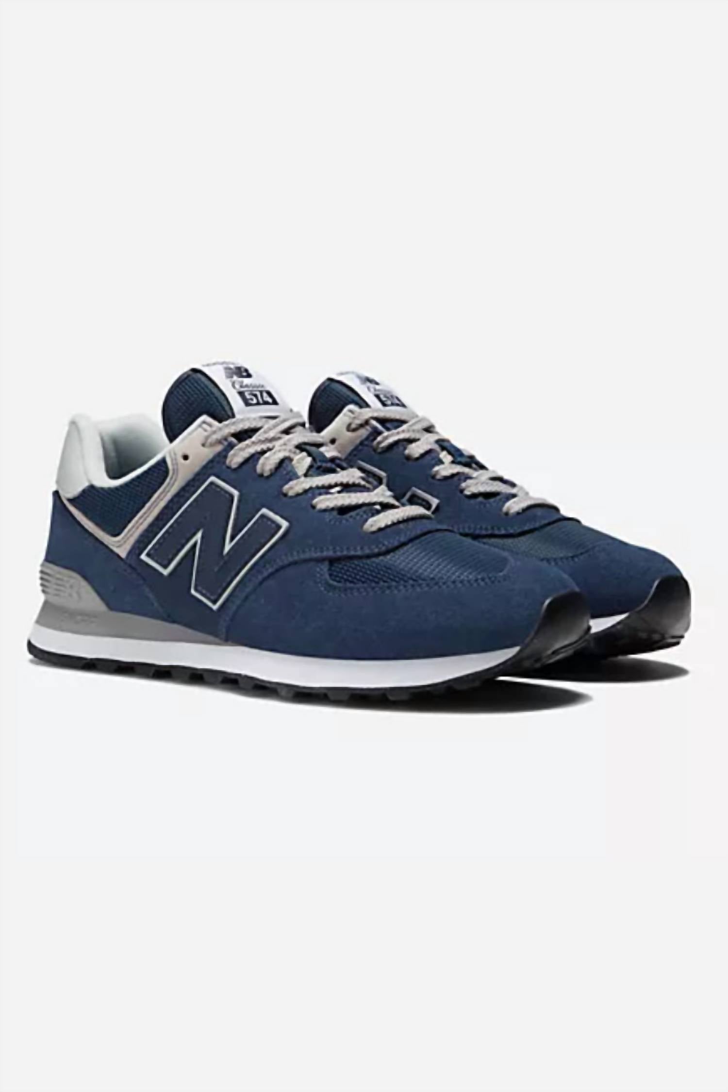 New Balance Men's 574 Core Sneakers in navy with white - men's sneaker - alternate view