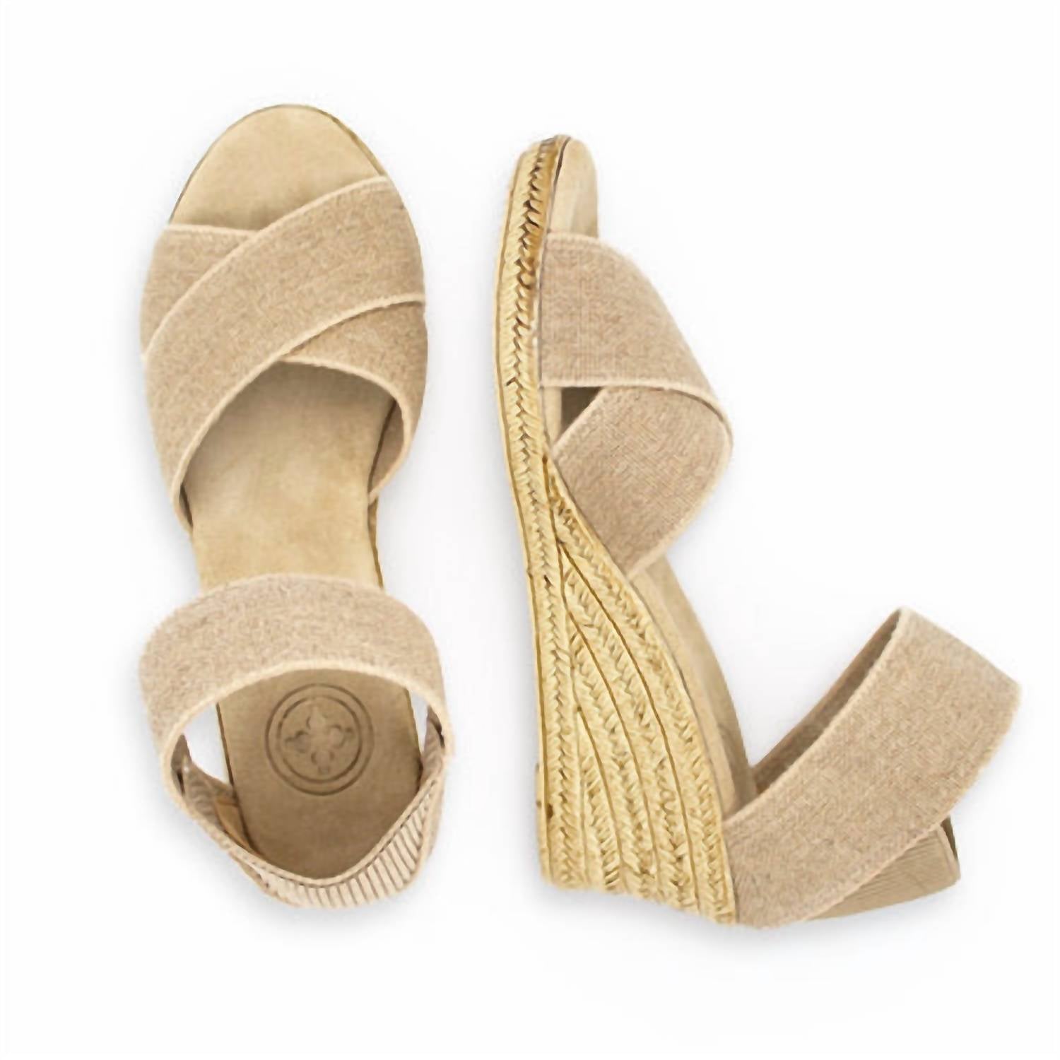 CHARLESTON SHOE CO. Women's Cannon Mid Wedge Sandal in linen - women's sandal - alternate view