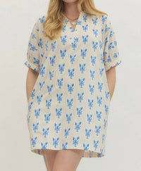 Entro - Lobster Printed Puff Sleeve Mini Dress