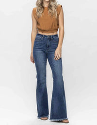 Judy Blue - High Waist Tummy Control Fray Hem Jeans - Plus