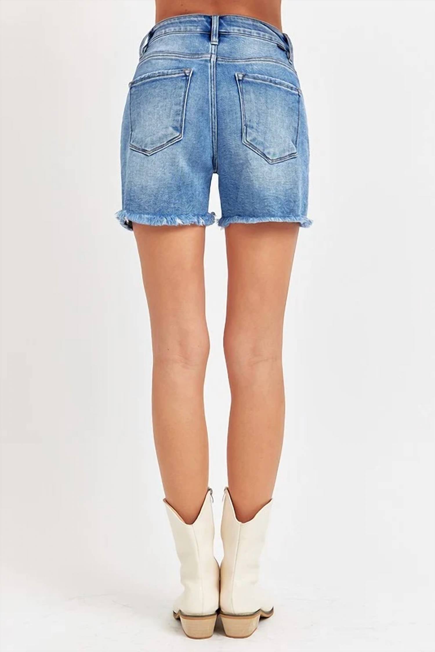 Risen - High Rise Front Seam With Slit Shorts