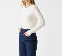 Michael Stars Orion Long Sleeve Tee in white - women's long sleeve top - alternate view