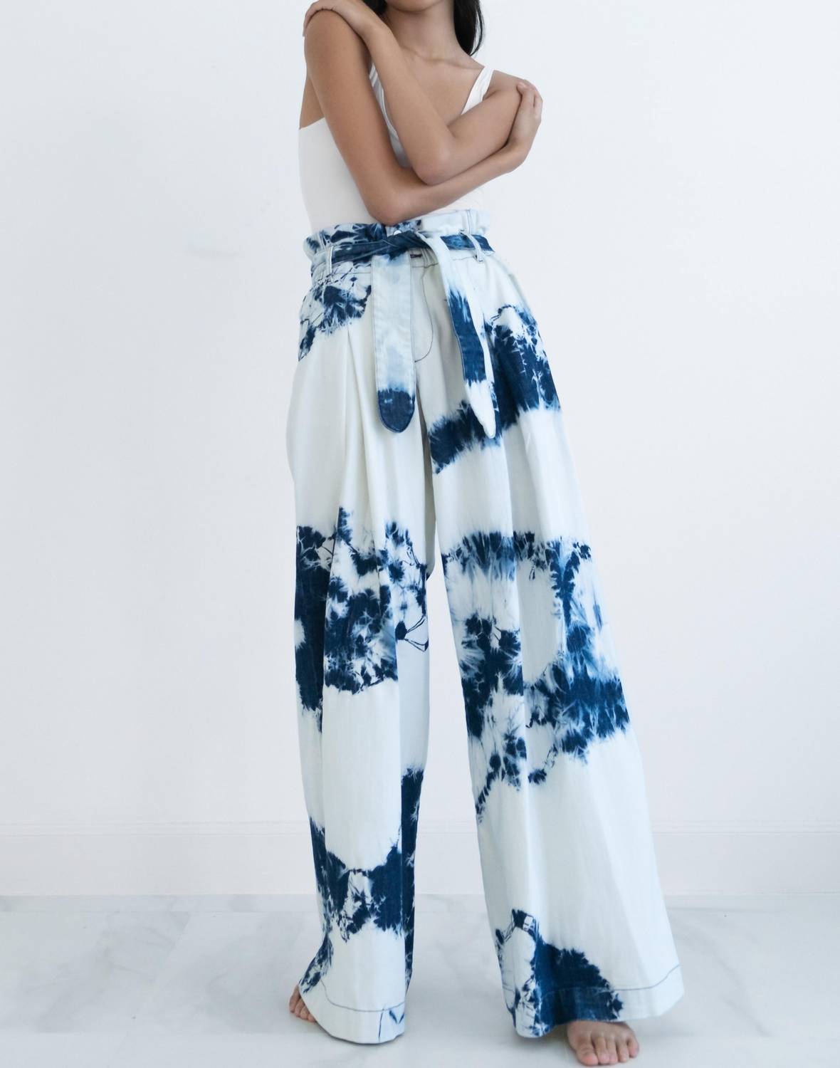 Untourage the Label Austyn Wide Leg Pants in blue ivory - women's pants