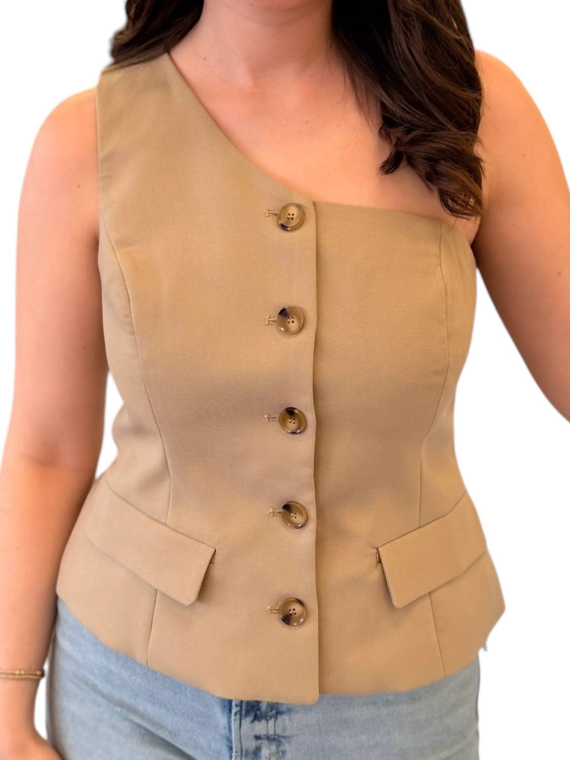 Grey Lab - City Chic One-Shoulder Vest Top