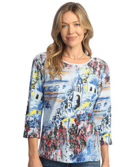 Jess & Jane - Greece Printed Cotton Top - Plus