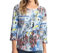 Jess & Jane - Greece Printed Cotton Top - Plus