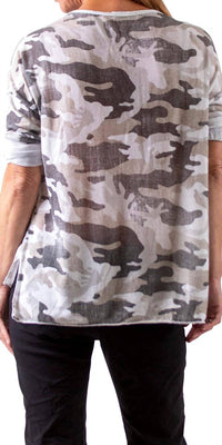 Gigi Moda - Alana Camo Sweater with Writing