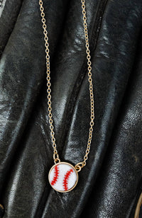 Wholesale Accessory Market - Women's Baseball Druzy Pendant Necklace