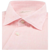 Stenstroms Men's Linen Long Sleeve Button Down Shirt in light pink - men's shirt - detail view