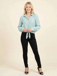 Maven West - Tie-front Button-down Blouse