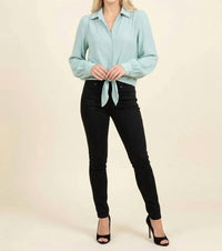 Maven West - Tie-front Button-down Blouse
