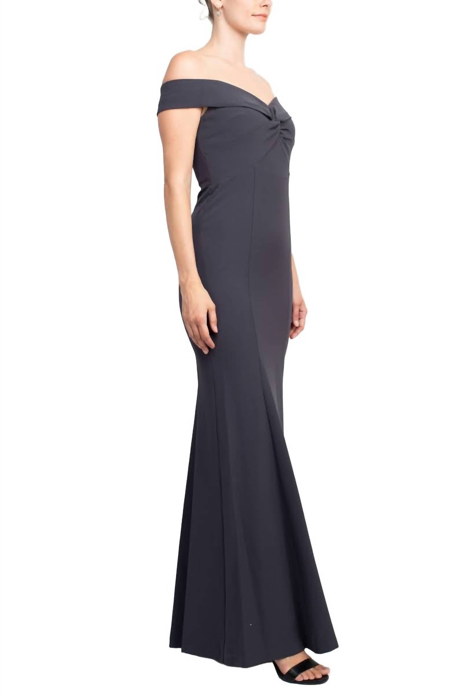 Aidan Mattox - Off-shoulder Mermaid Solid Crepe Dress