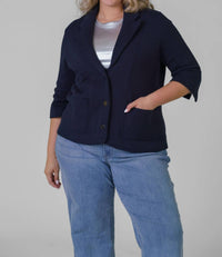 Minnie Rose - Cotton Blend Shrunken Blazer - Plus
