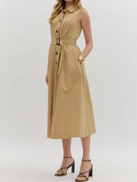 Entro - Belted Pleated Skirt & Pockets Dress