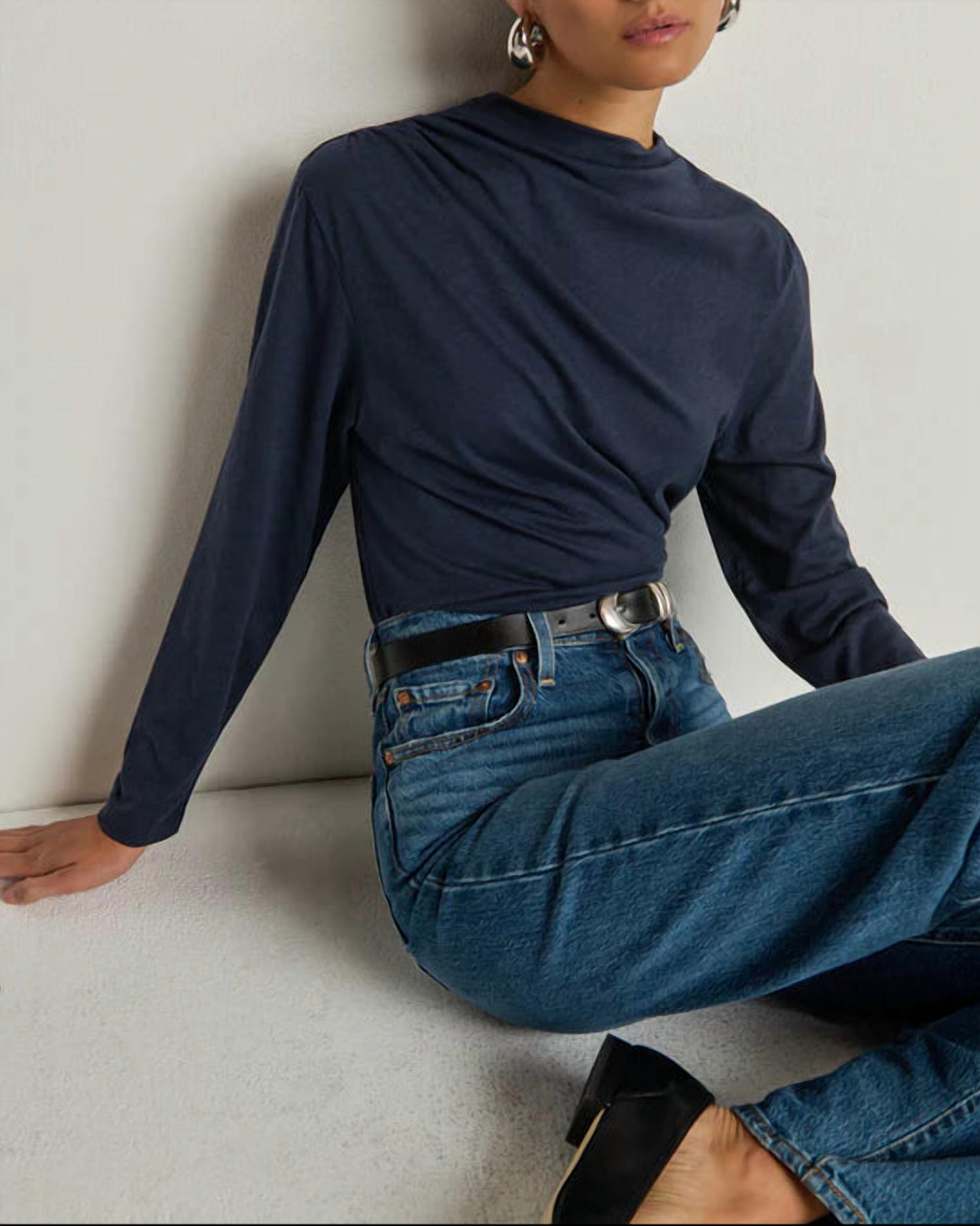Nation LTD Kristen Tee Top in night sky - women's long sleeve top - detail view