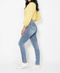 Judy Blue High Waist Tummy Control Shield Pocket Skinny Jeans in blue - women's jeans - detail view