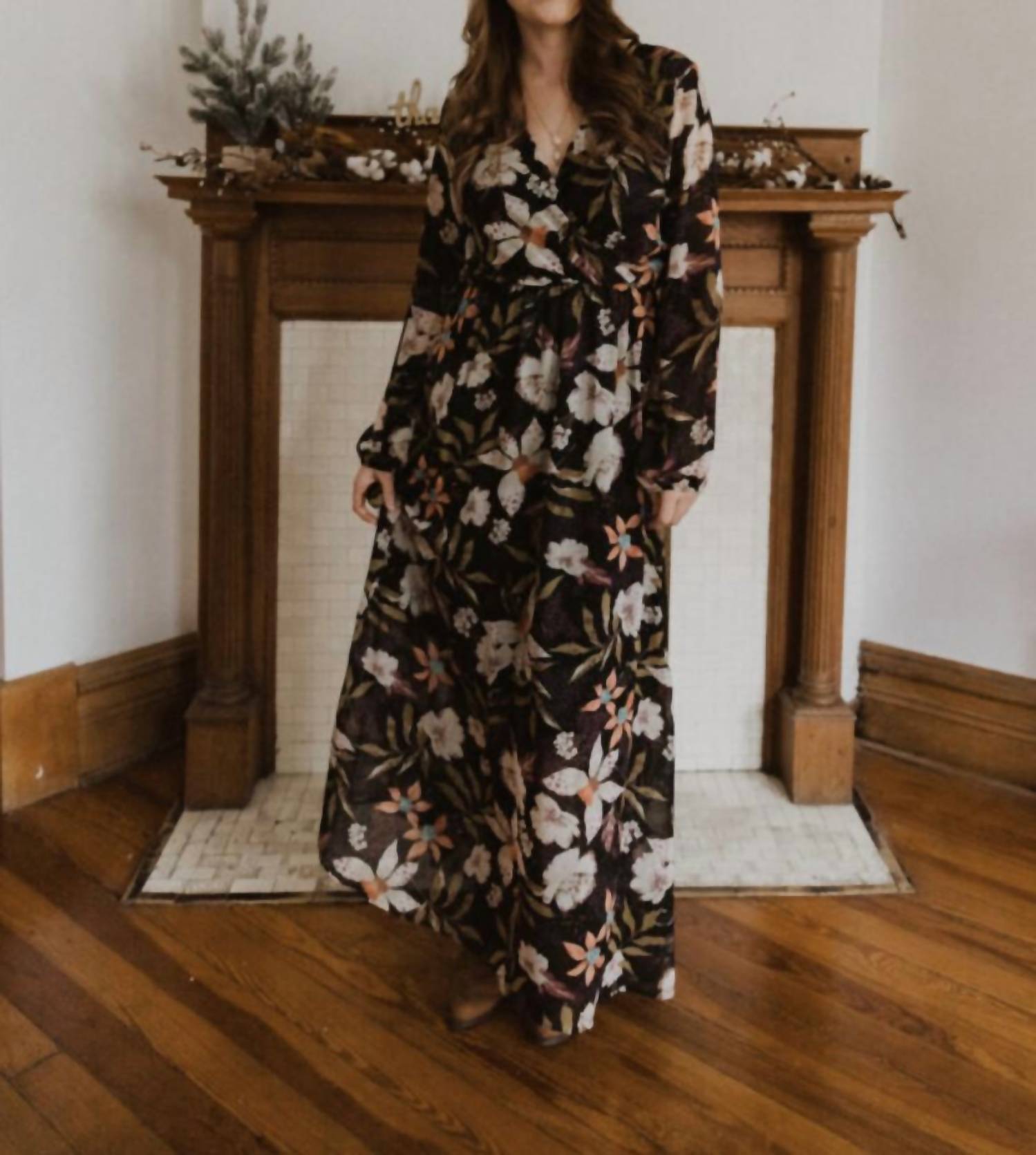Everly - Long Sleeve Floral Maxi Dress