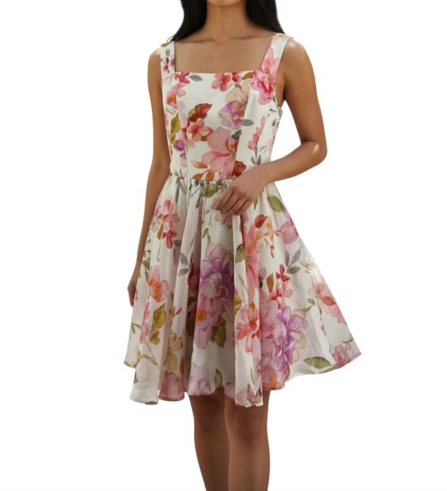 Lavender Brown - Scoop Neck Midi Floral Dress