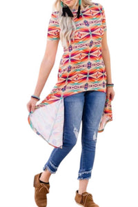 Crazy Train - Aztec Short Sleeve Tunic - Plus