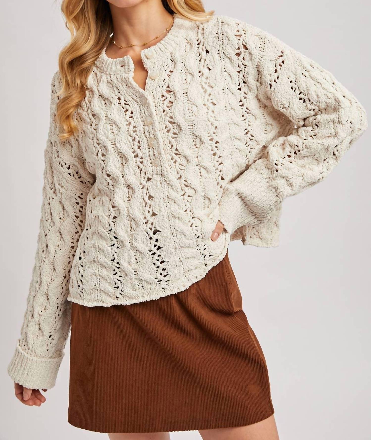 Bluivy - Half-button Down Open Knit Sweater