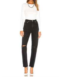 AGOLDE Cherie High Rise Straight Jeans in black - women's jeans - view 4