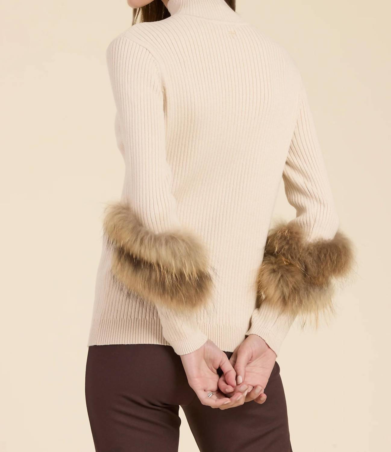 Tyler Boe - Cosette Cotton Cashmere Mock Neck Faux Fur Sweater