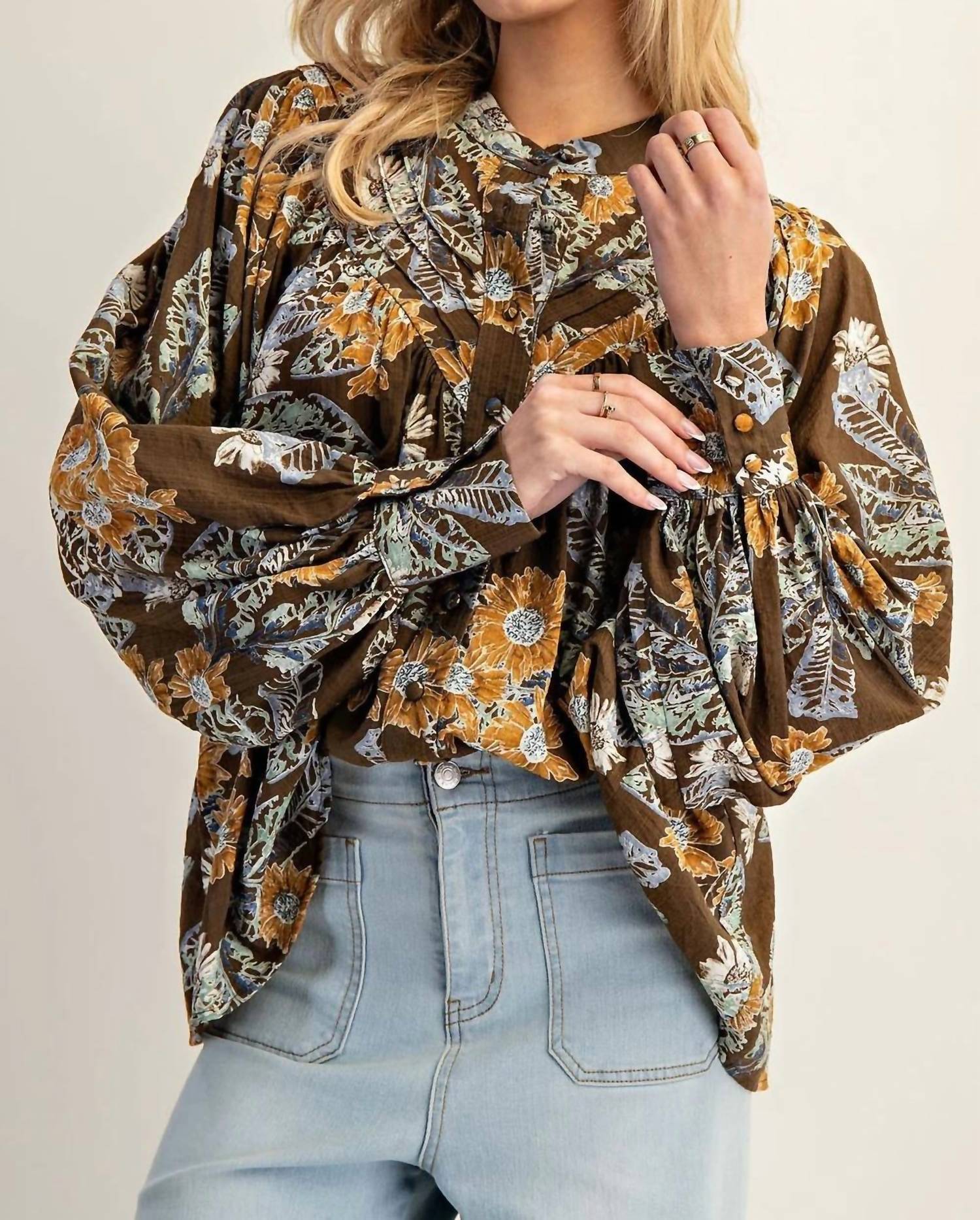 Ee:Some - Hollis Floral Printed Button Down Top