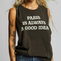Recycled Karma Paris Muscle Tank Top in vintage black - women's tank top