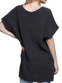 Pol - High-low Short Sleeve Chenille Sweater
