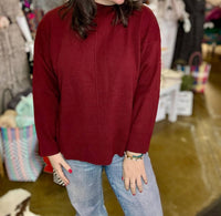 Blu Pepper - Solid Mock Neck Seam Front Knit Sweater