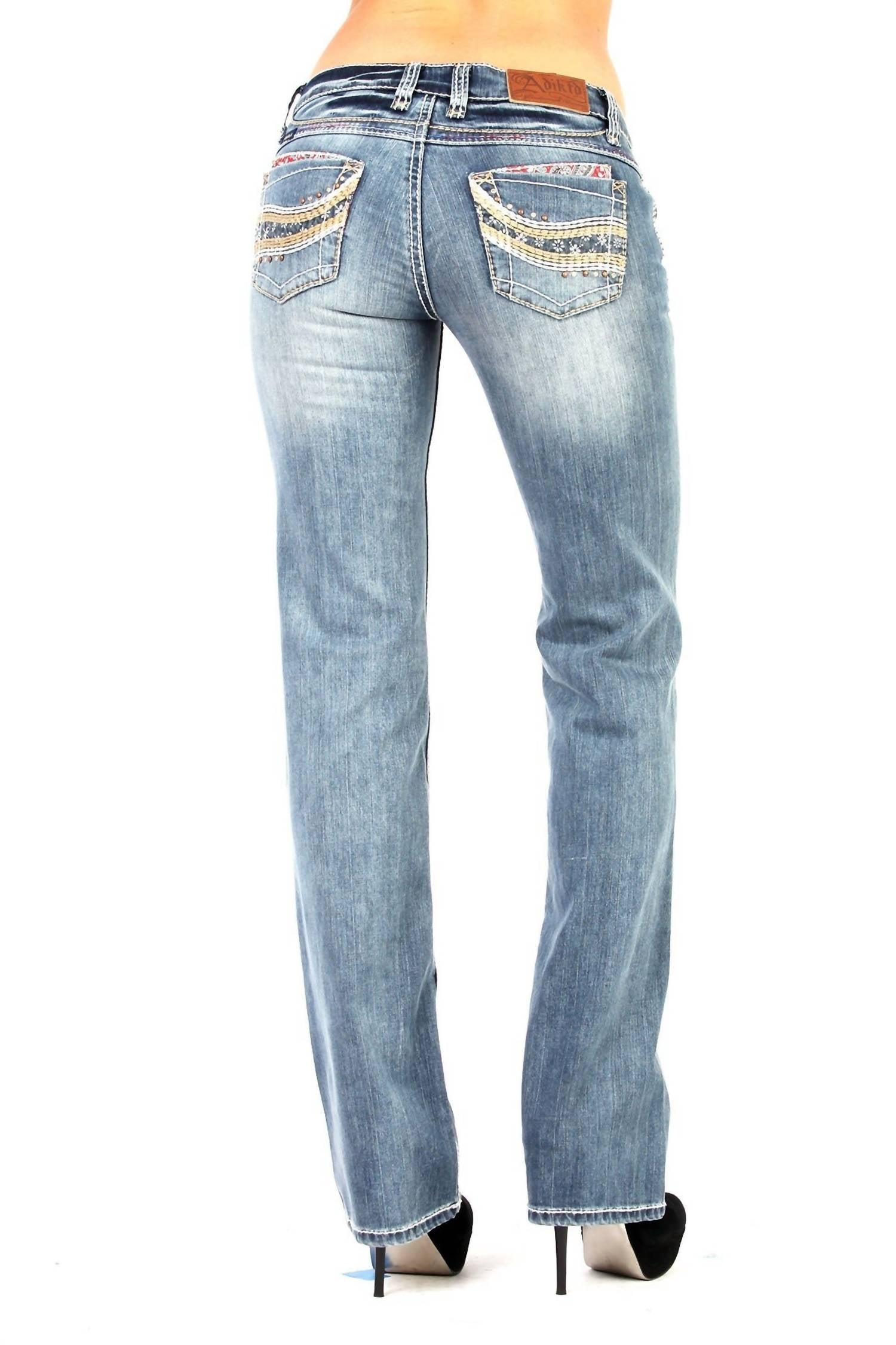 Adiktd Bandana Picnic Jeans in medium stonewash - women's jeans - detail view