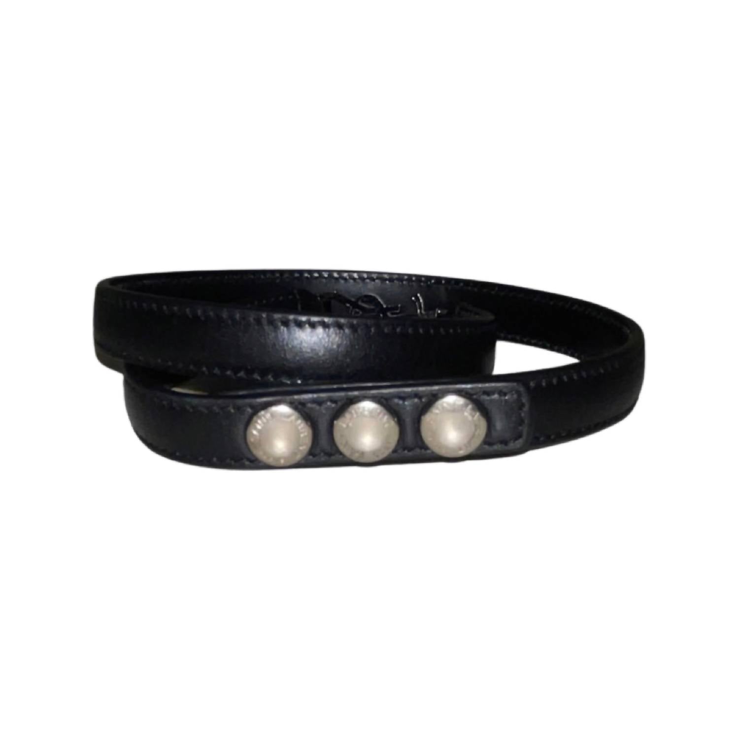 Saint Laurent - Women's Monogram Logo Leather Wrap Snap Bracelet