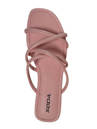 SODA Women's Criss Cross Strappy Sandals in pink - women's sandal - detail view