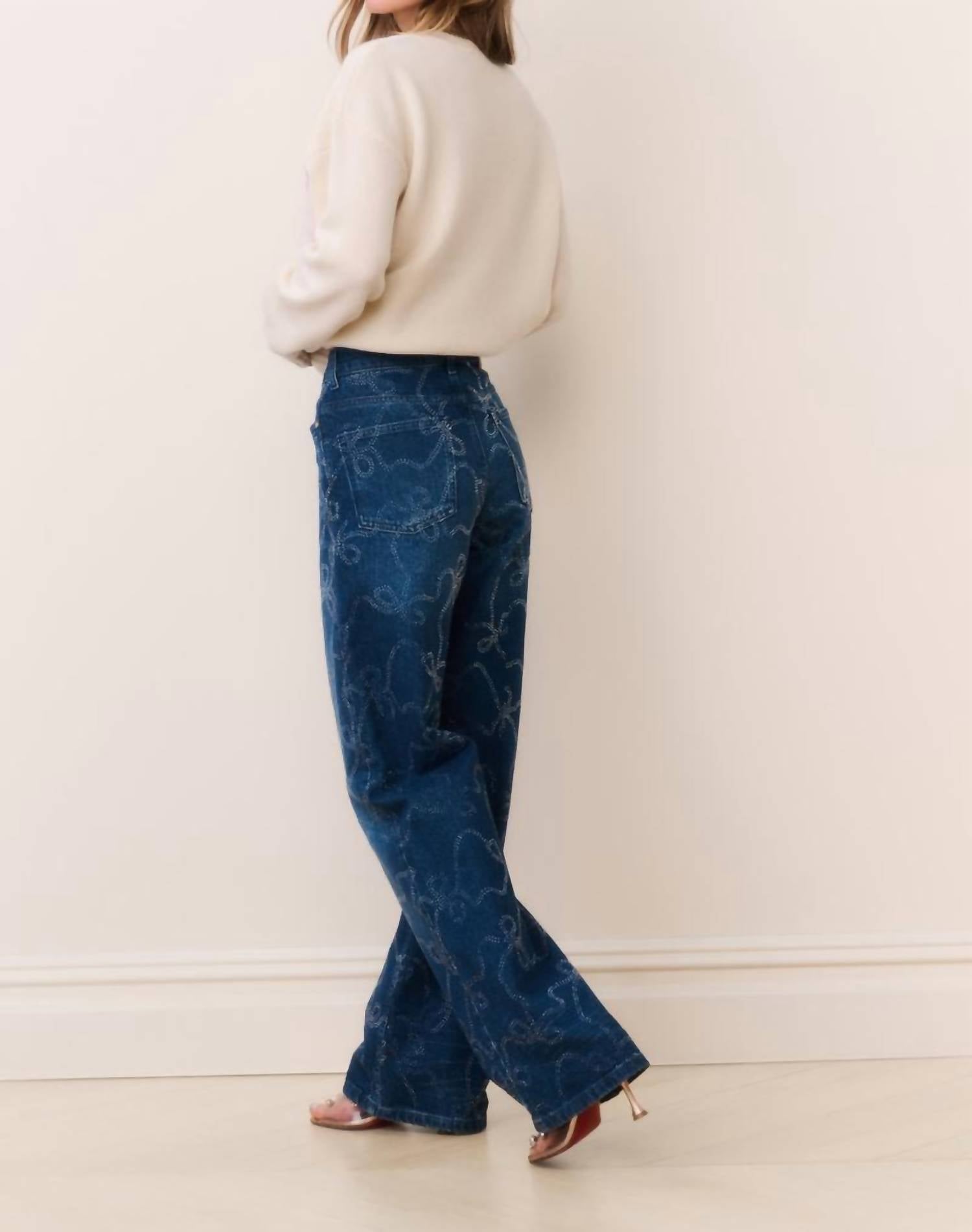 Loveshackfancy - Dessa Crystal Bow Jeans